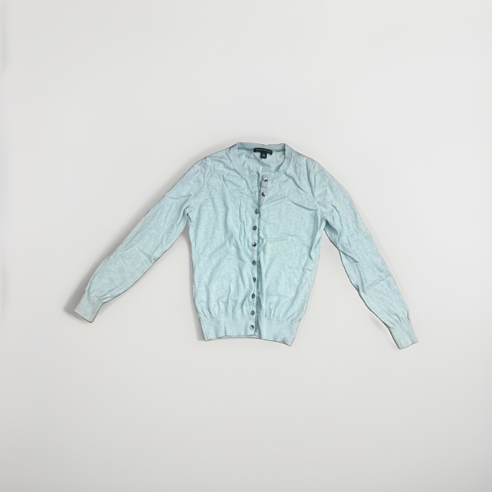 Banana Republic Button Down Cardigan Lightweight Blue Aqua Stretch Cotton Size M